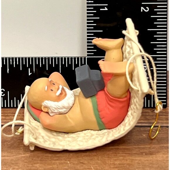 1989 HALLMARK KEEPSAKE ORNAMENT QX409-2 TV BREAK SANTA HAMMOCK ALL MY REINDEER - Picture 5 of 8